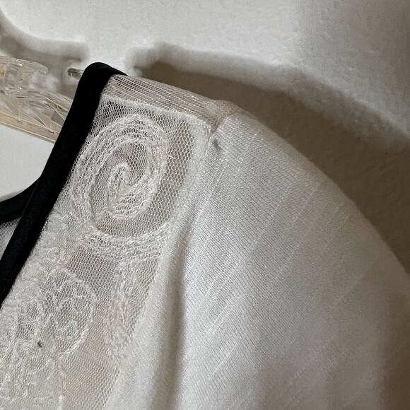 AEO Sheer See-through Blouse Peplum White & Black Medium - Picture 7 of 9